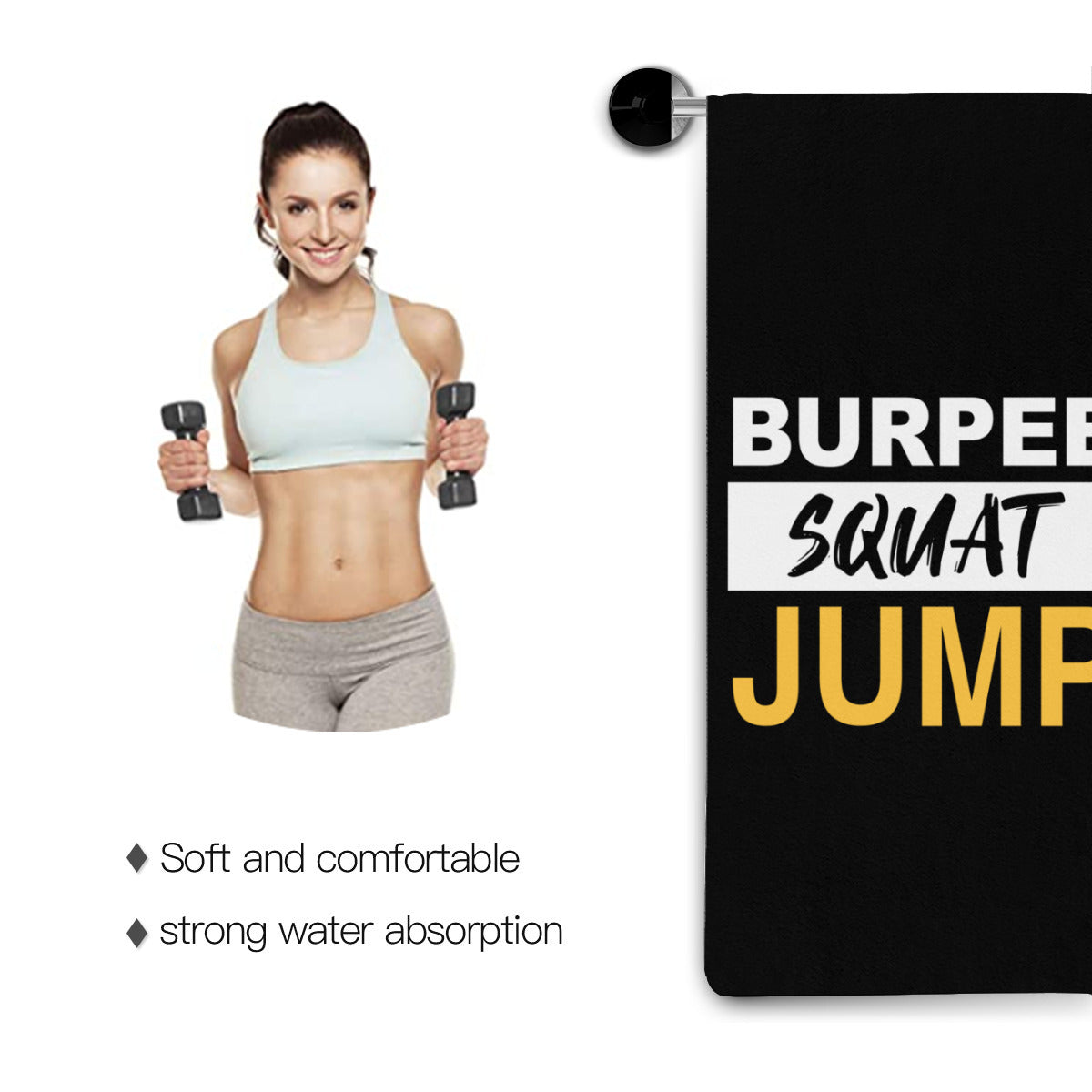 Quick-drying gym towel - Burpee Squat Jump